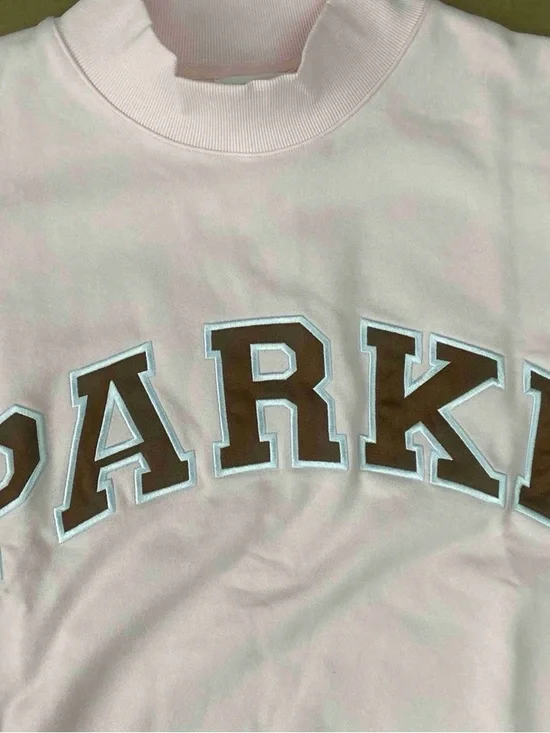 Parker Light Pink Crewneck Sweatshirt with Brown Lettering - Picture 5 of 6